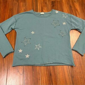 Hem & Thread teal color Star crewneck sweatshirt